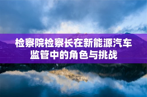 检察院检察长在新能源汽车监管中的角色与挑战