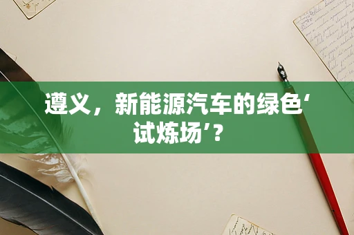 遵义，新能源汽车的绿色‘试炼场’？