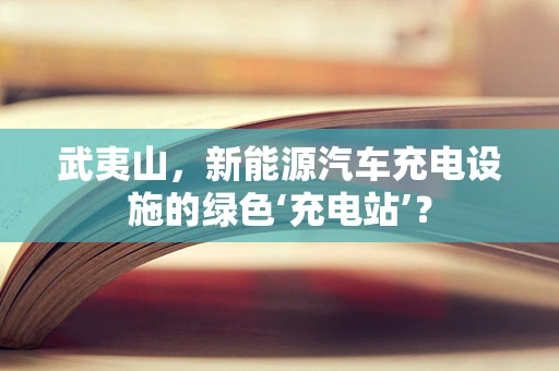 武夷山，新能源汽车充电设施的绿色‘充电站’？