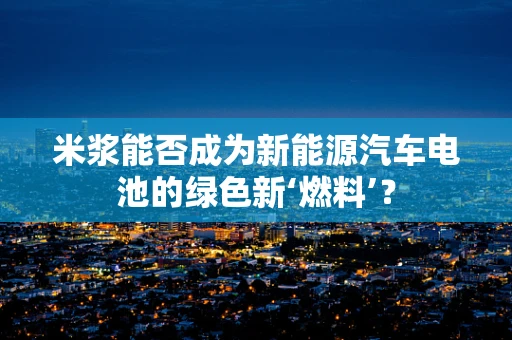 米浆能否成为新能源汽车电池的绿色新‘燃料’？