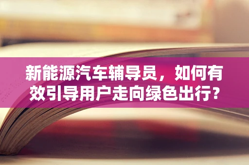 新能源汽车辅导员，如何有效引导用户走向绿色出行？