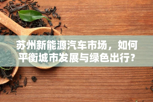 苏州新能源汽车市场，如何平衡城市发展与绿色出行？