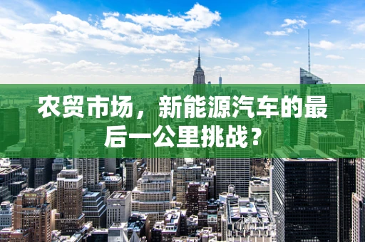 农贸市场，新能源汽车的最后一公里挑战？