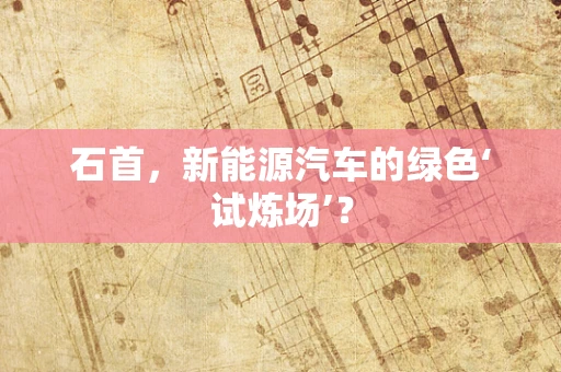 石首，新能源汽车的绿色‘试炼场’？