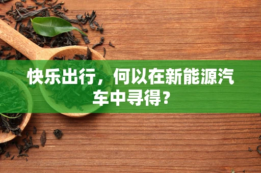 快乐出行，何以在新能源汽车中寻得？