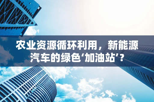 农业资源循环利用，新能源汽车的绿色‘加油站’？